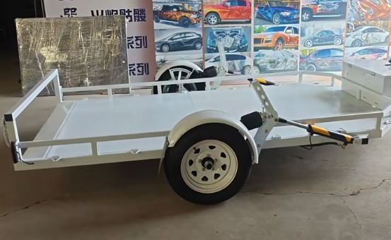 Customizable White Single-Axle remote control Flatbed Trailer